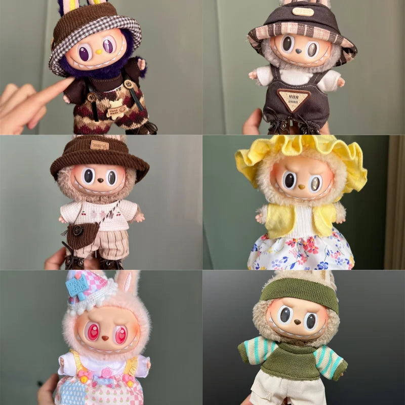 17cm Mini Plush Doll'S Clothes Outfit Accessories No Doll for Korea Kpop Exo Labubu Overalls Clothing Gift