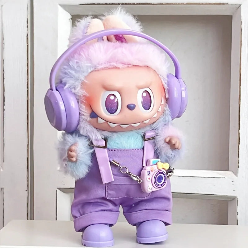 17cm Mini Plush Doll'S Clothes Outfit Accessories For Korea Kpop Exo Labubu Idol overalls pants set Macaron doll Clothing Gift