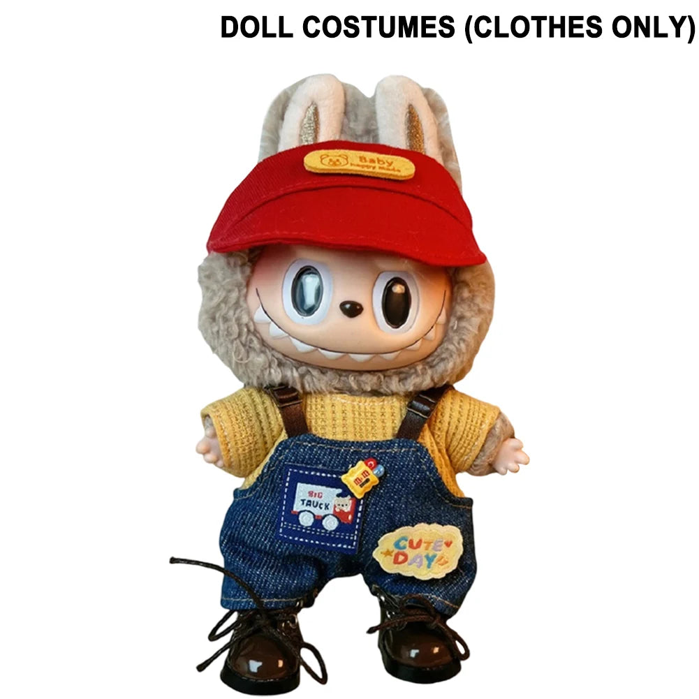 17cm Mini Doll's Clothes For Korea Kpop Exo Labubu V1 V2 Idol Dolls Cute Decoration Macaron Clothing Gift Outfit Accessories