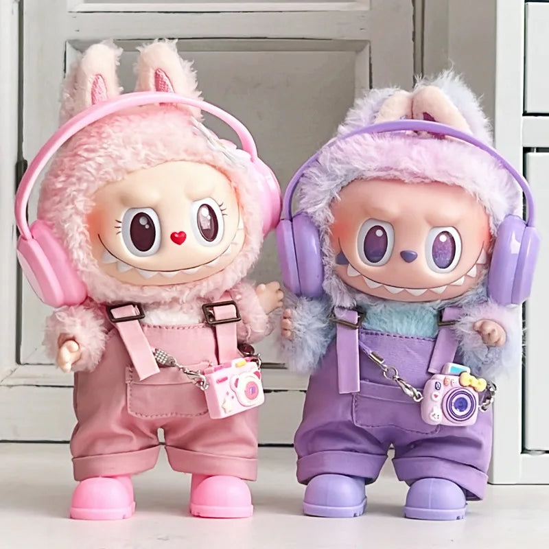 17cm Mini Plush Doll'S Clothes Outfit Accessories For Korea Kpop Exo Labubu Idol overalls pants set Macaron doll Clothing Gift