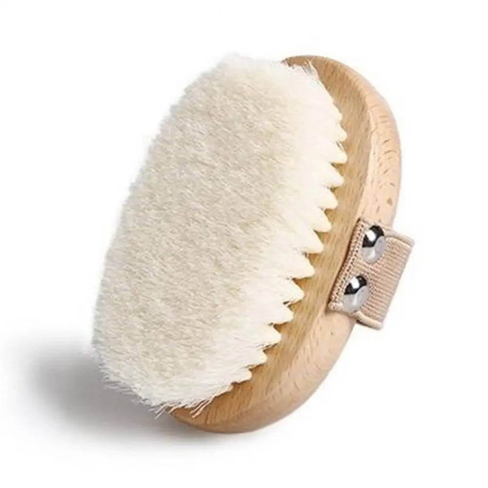Bath Brush with Beech Wood Handle Soft Nylon Bristles Gentle Exfoliation Scrubber Hanging Shower Brush Bath Accessories
