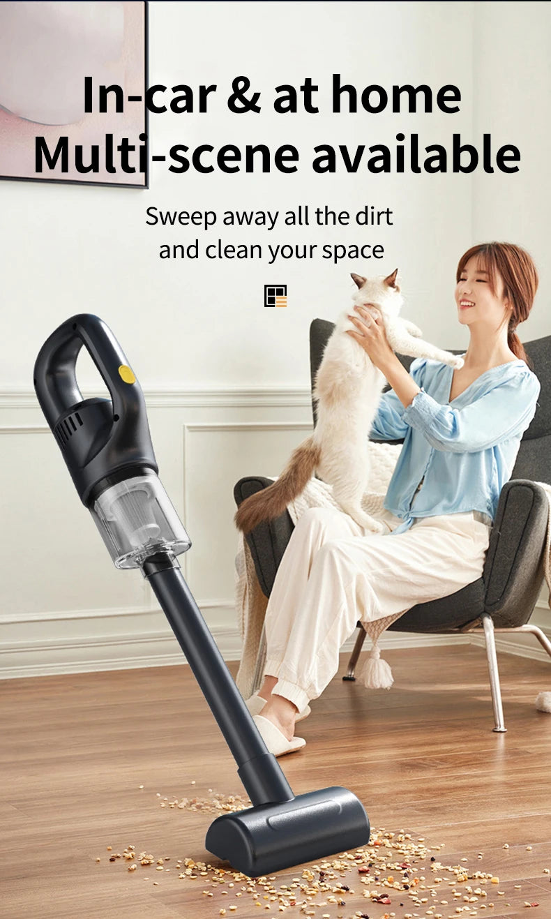 Portable Wireless Car Vacuum Cleaner Chargeable 120W High Power Vacuum Cleaner for Home and Car Dual Use Mini Cleaning Machine