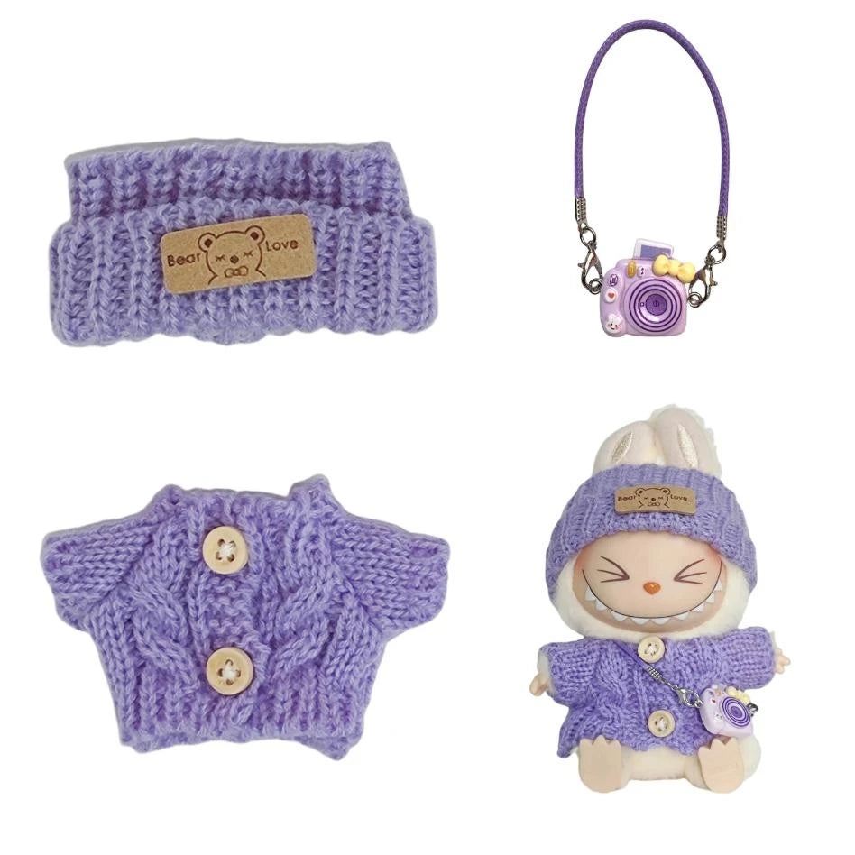 17cm Cute Mini Plush Doll'S Clothes Outfit Accessories For Korea Kpop Exo Labubu Idol Dolls Sweater Clothing DIY Kids Girl Gift