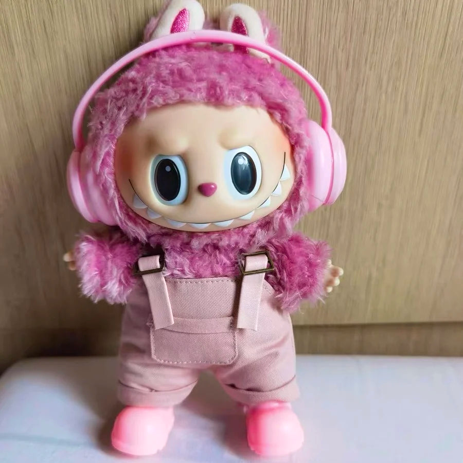 17cm Mini Plush Doll'S Clothes Outfit Accessories For Korea Kpop Exo Labubu Idol overalls pants set Macaron doll Clothing Gift