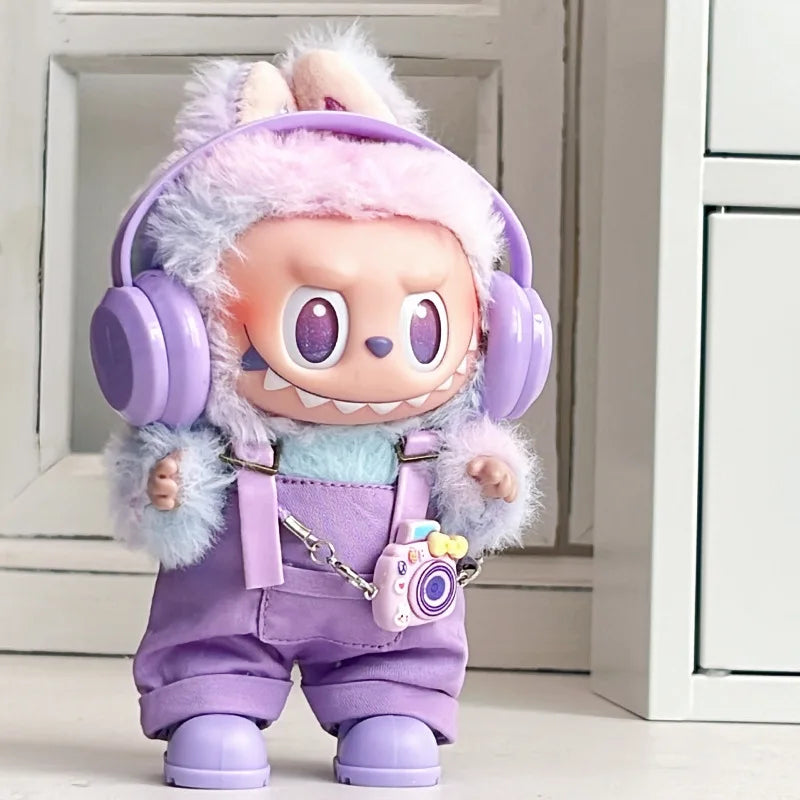 17cm Mini Plush Doll'S Clothes Outfit Accessories For Korea Kpop Exo Labubu Idol overalls pants set Macaron doll Clothing Gift