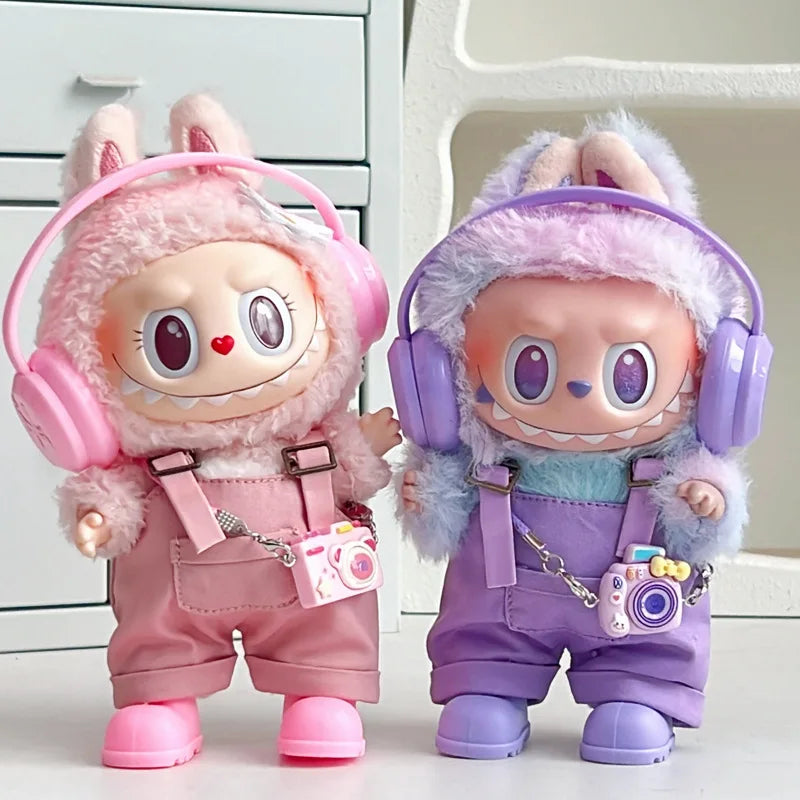 17cm Mini Plush Doll'S Clothes Outfit Accessories For Korea Kpop Exo Labubu Idol overalls pants set Macaron doll Clothing Gift